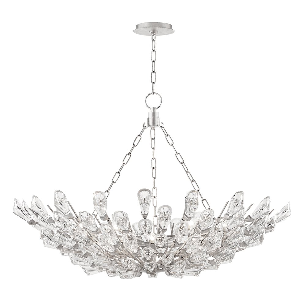 Tulip Chandelier, Silver Leaf. Picture 1