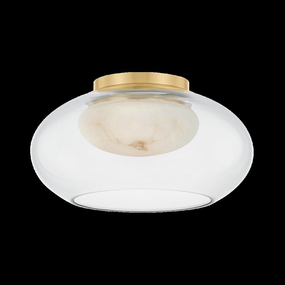 Moore Flush Mount, Aged Brass. Picture 1