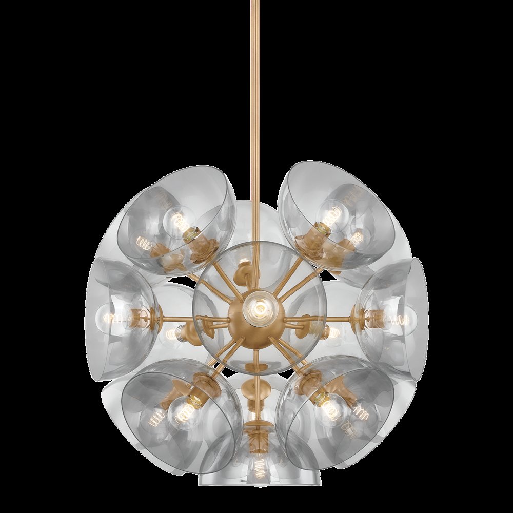Salix Chandelier, Patina Brass. Picture 1