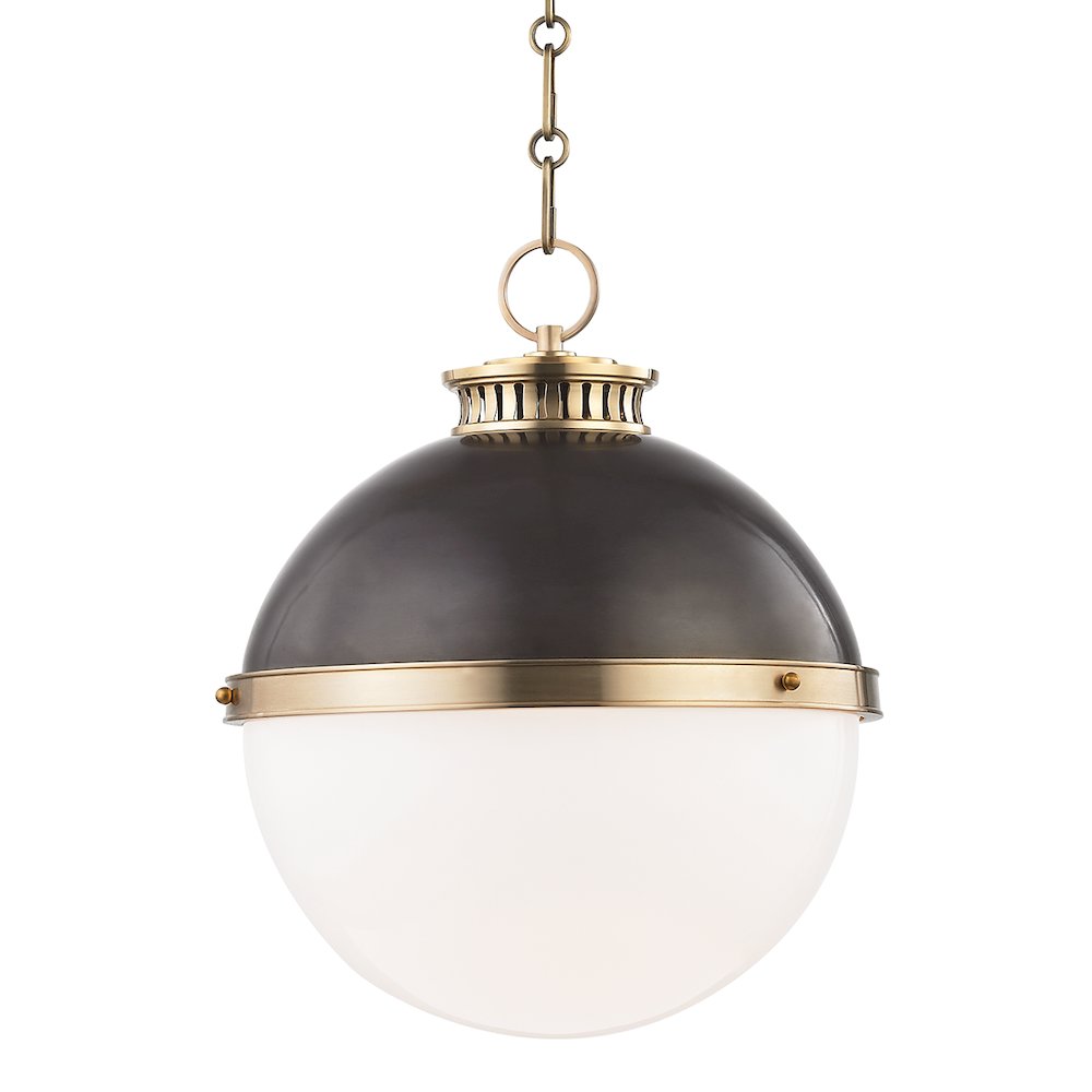 Latham Pendant, Aged Brass, Distressed Bronze. Picture 1
