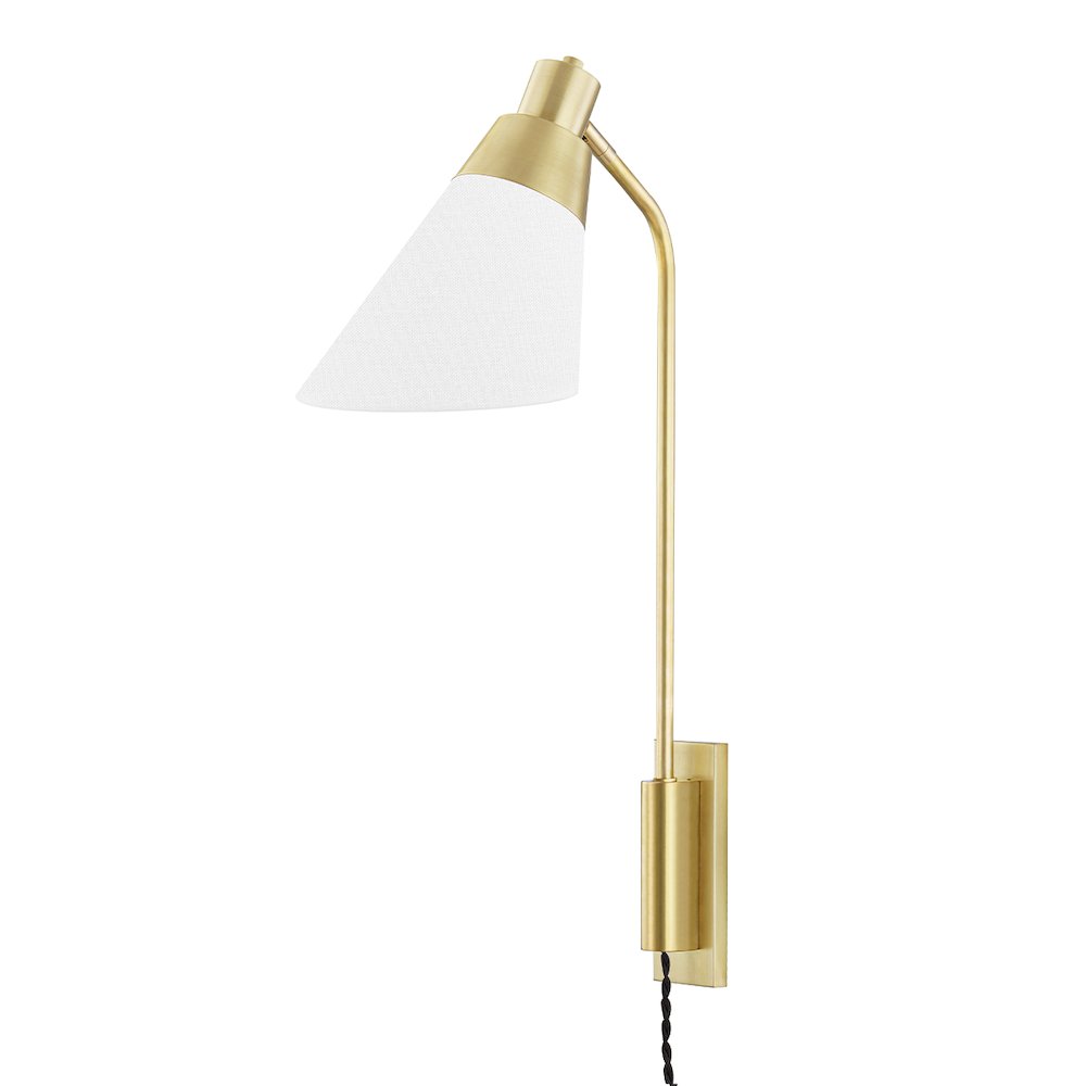 Hooke Plug-In Sconce, Aged Brass. Picture 1