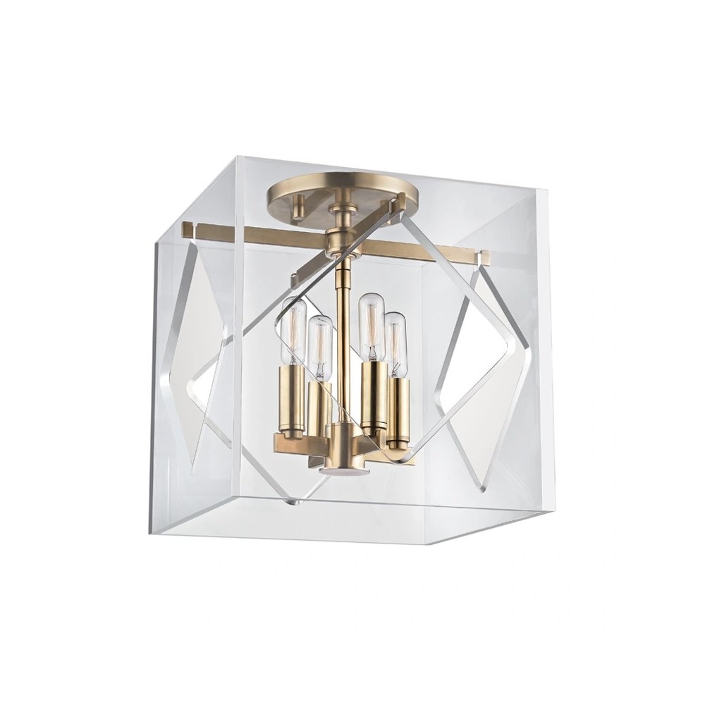 Travis Semi Flush In Aged Brass Color. Picture 1