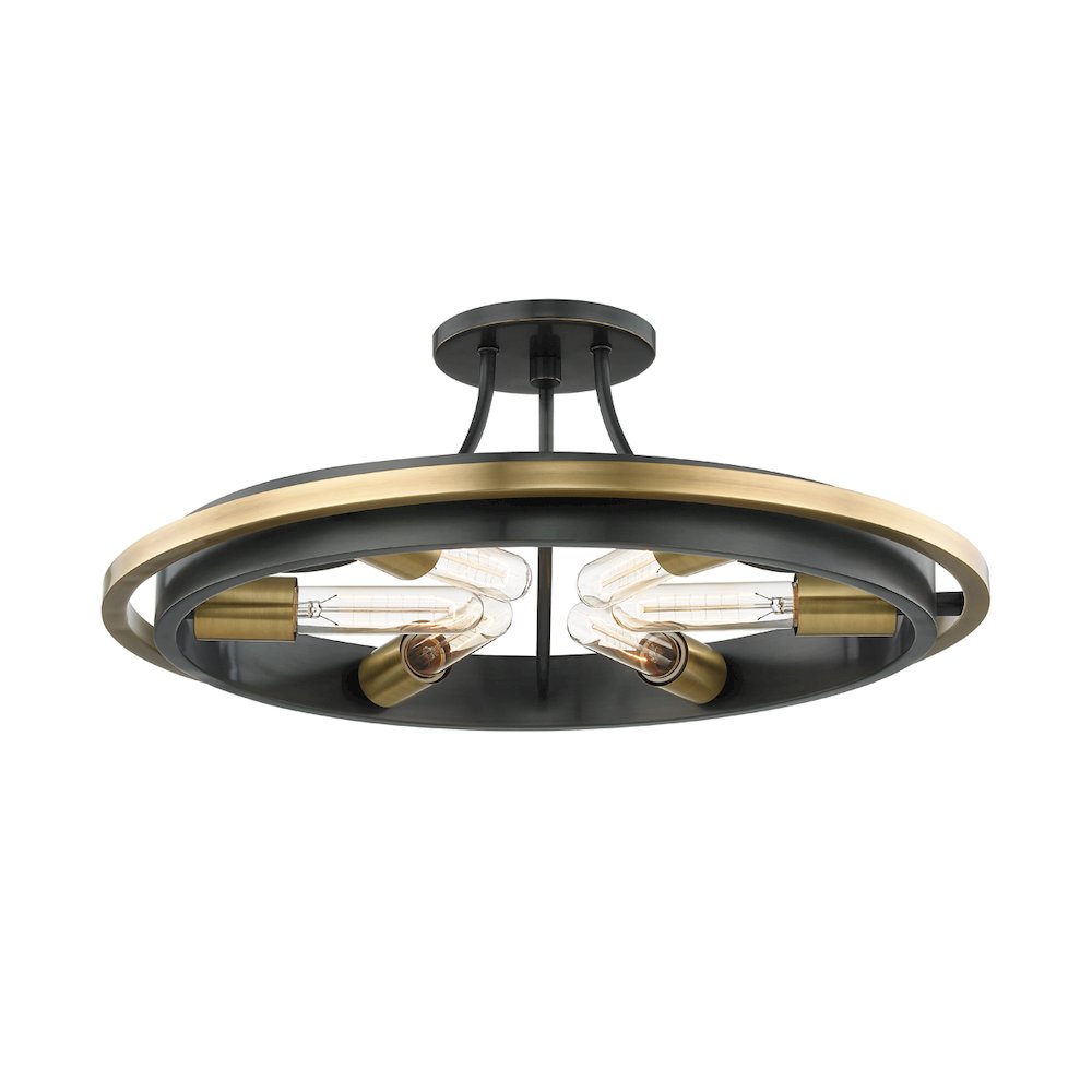 Chambers Semi Flush, Aged Brass, Old Bronze. Picture 1