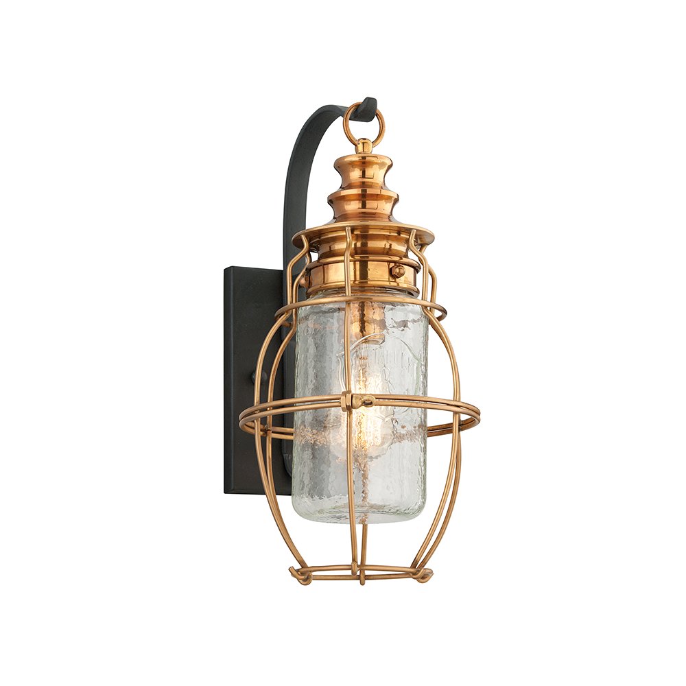 Little Harbor Exterior Wall Sconce, Old Brass. Picture 1