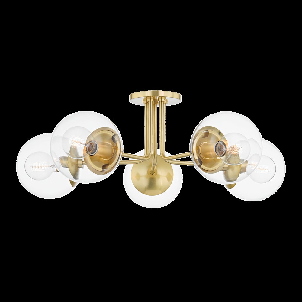 Meadow Semi Flush, Aged Brass. Picture 1