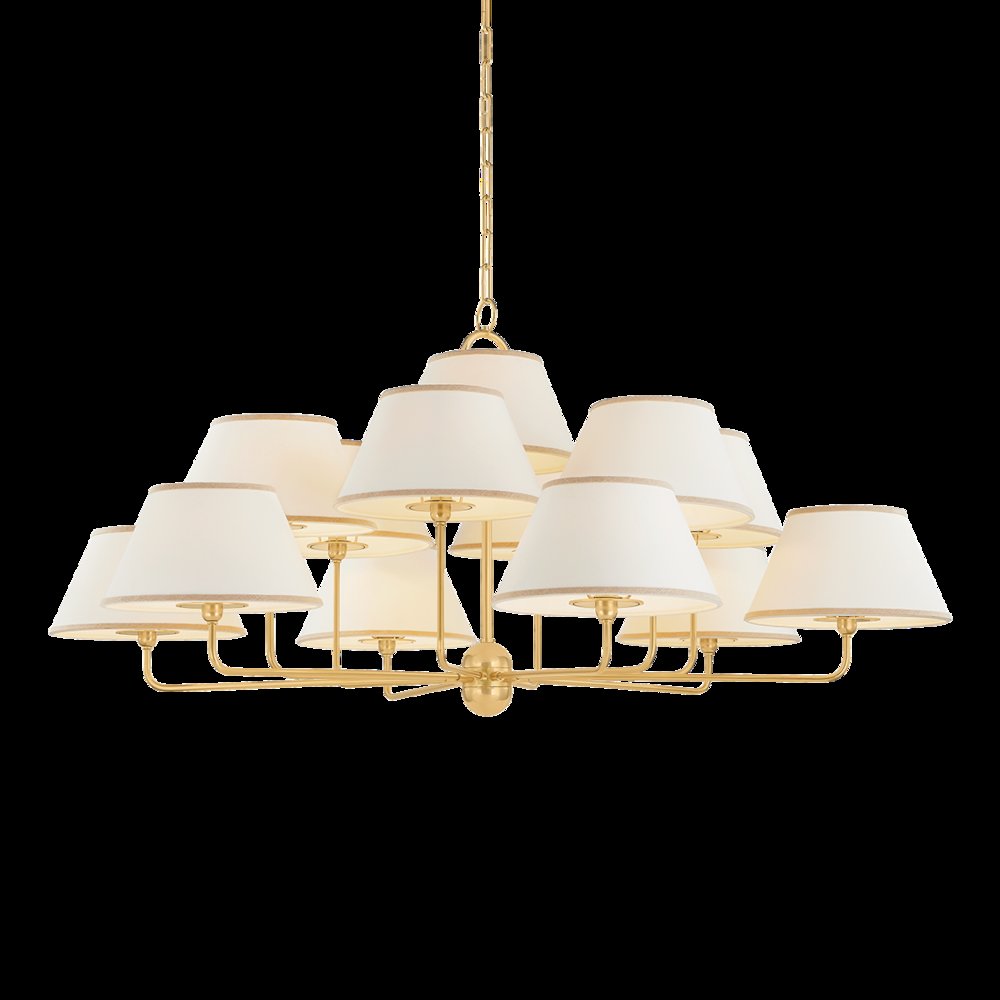 Durland Chandelier, Aged Brass. Picture 1