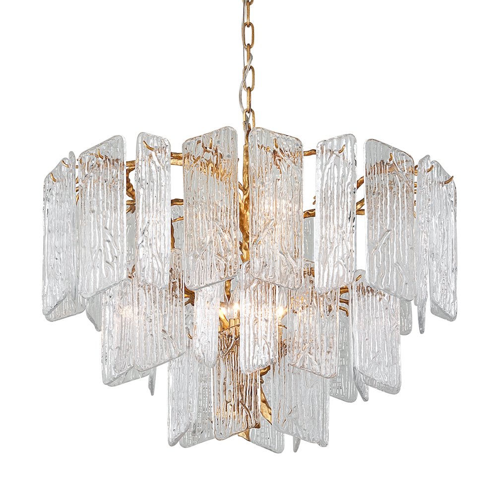 Piemonte Chandelier, Gold Leaf. Picture 1
