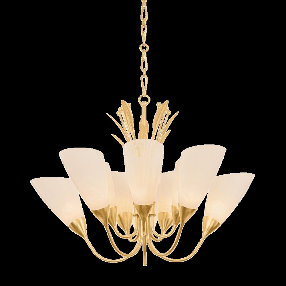 Forest Glen Chandelier, Vintage Gold Leaf. Picture 1