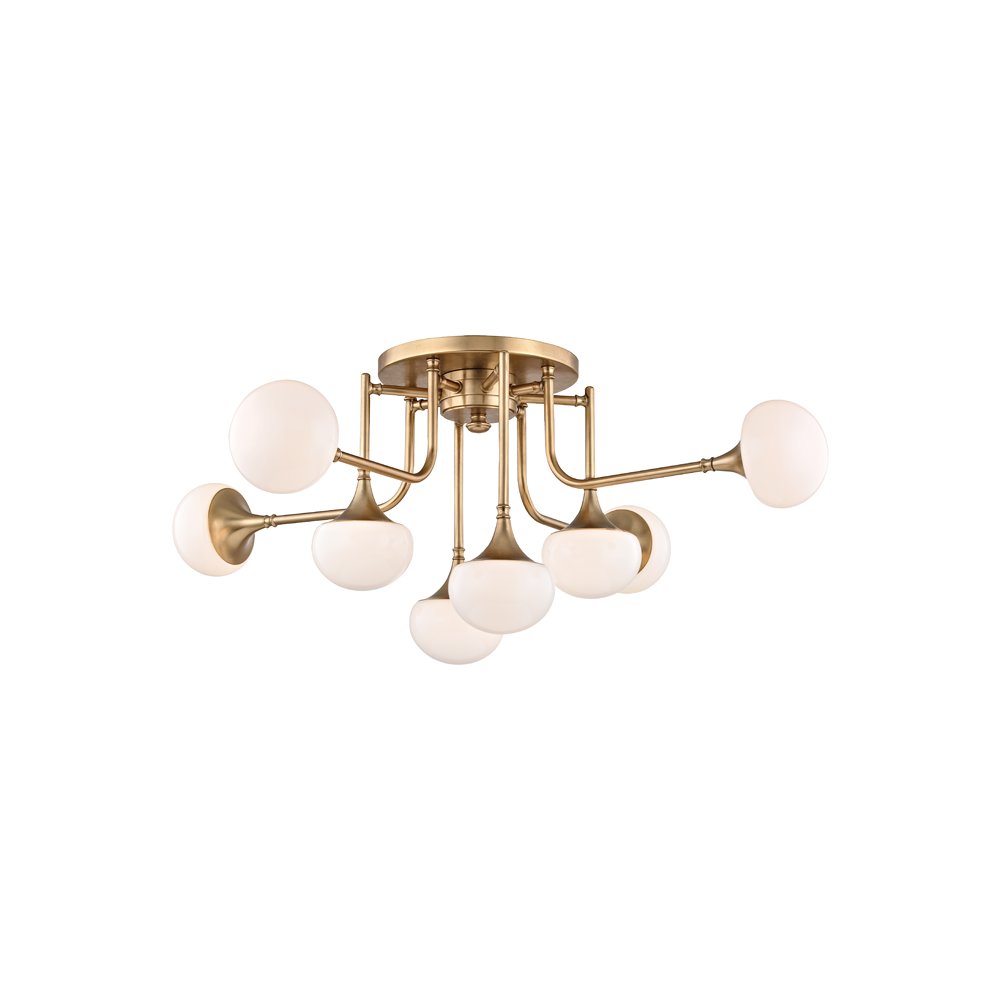 Fleming Semi Flush, Aged Brass. Picture 1