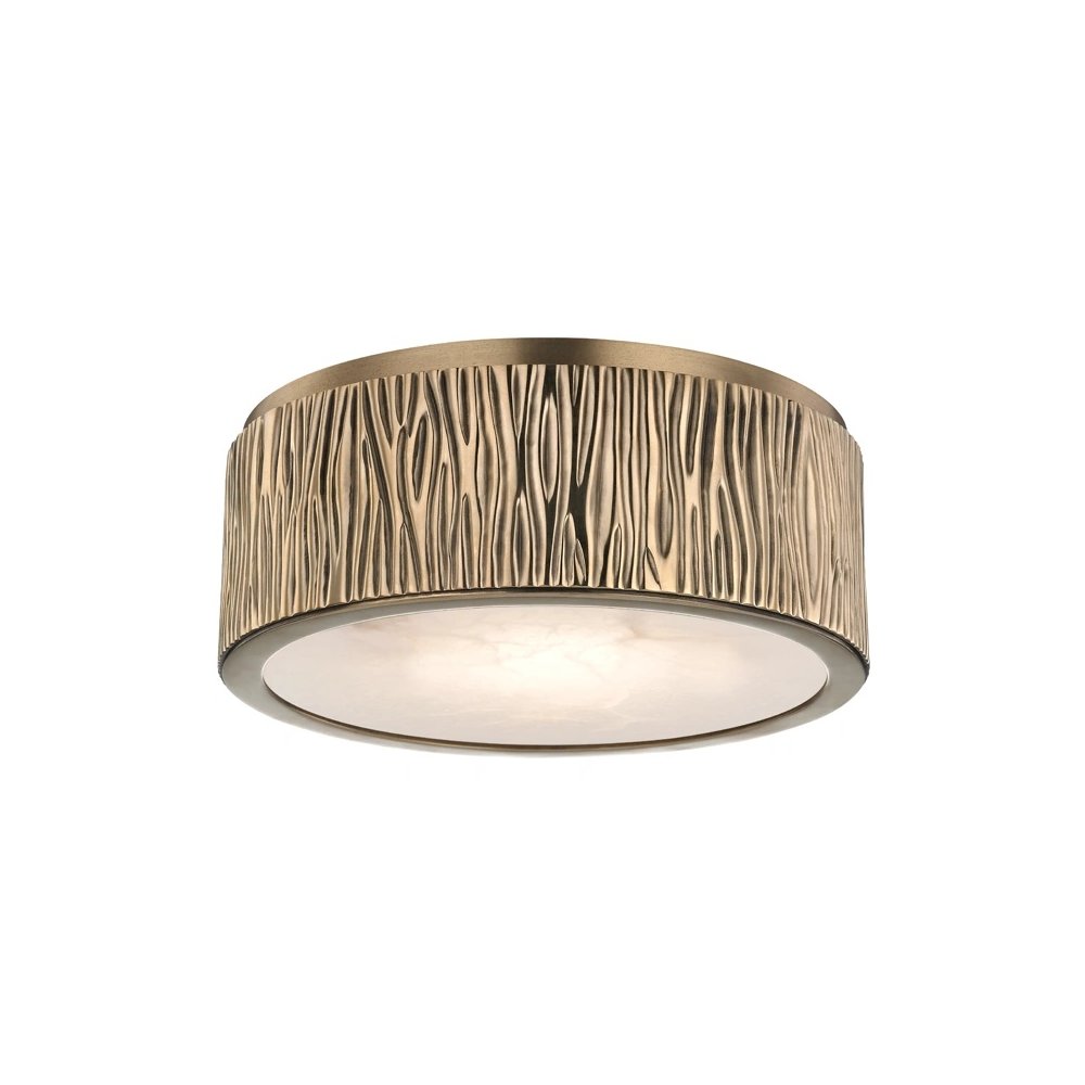 Crispin Flush Mount In Aged Brass Color. Picture 1