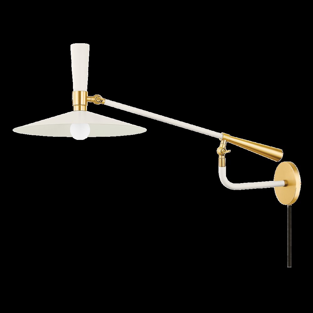 Milena Plug-In Wall Sconce, Aged Brass. Picture 1