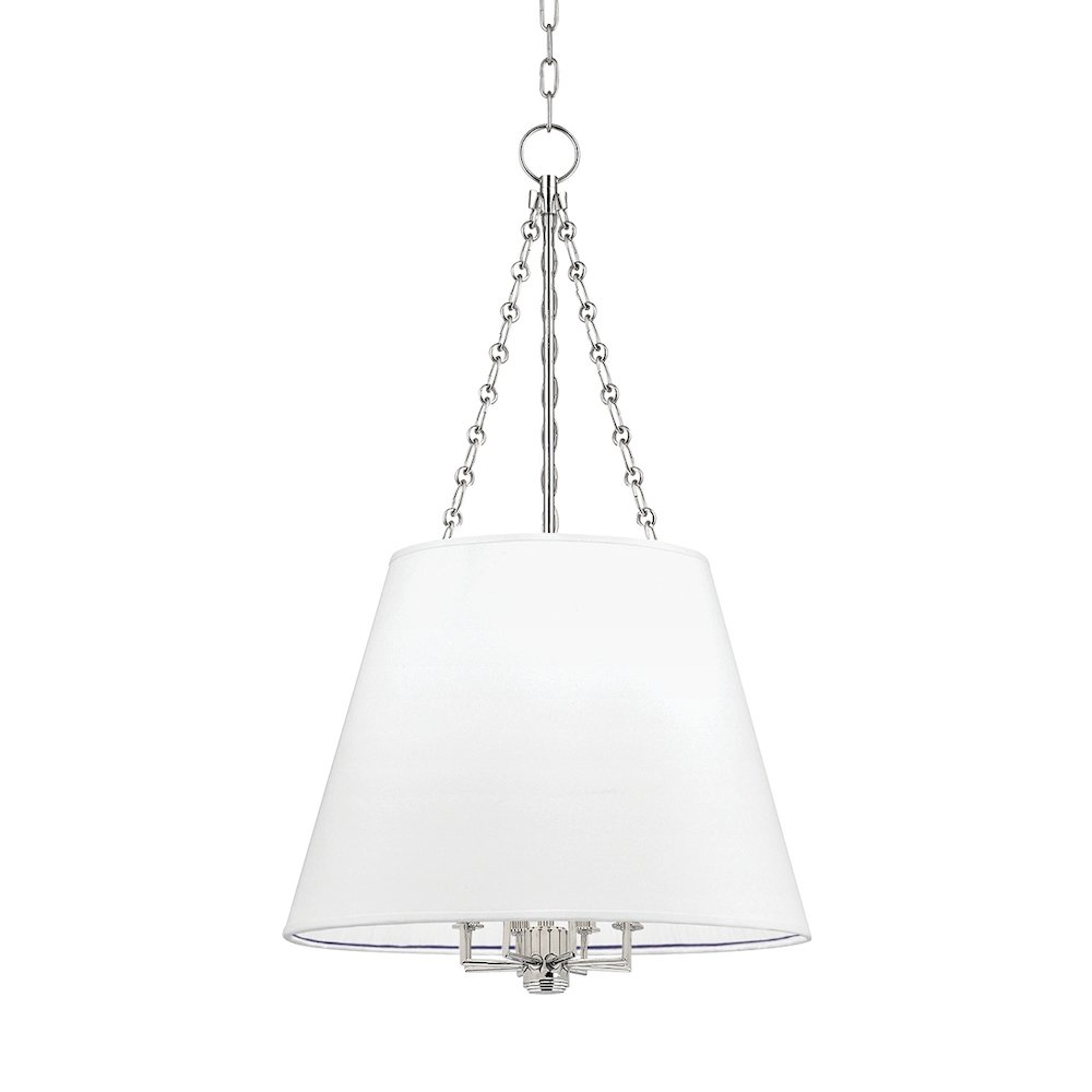 Burdett Pendant In Polished Nickel Color. Picture 1
