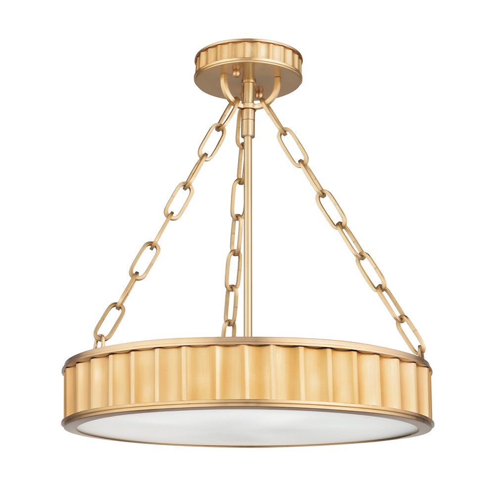 Middlebury Semi Flush, Aged Brass. Picture 1