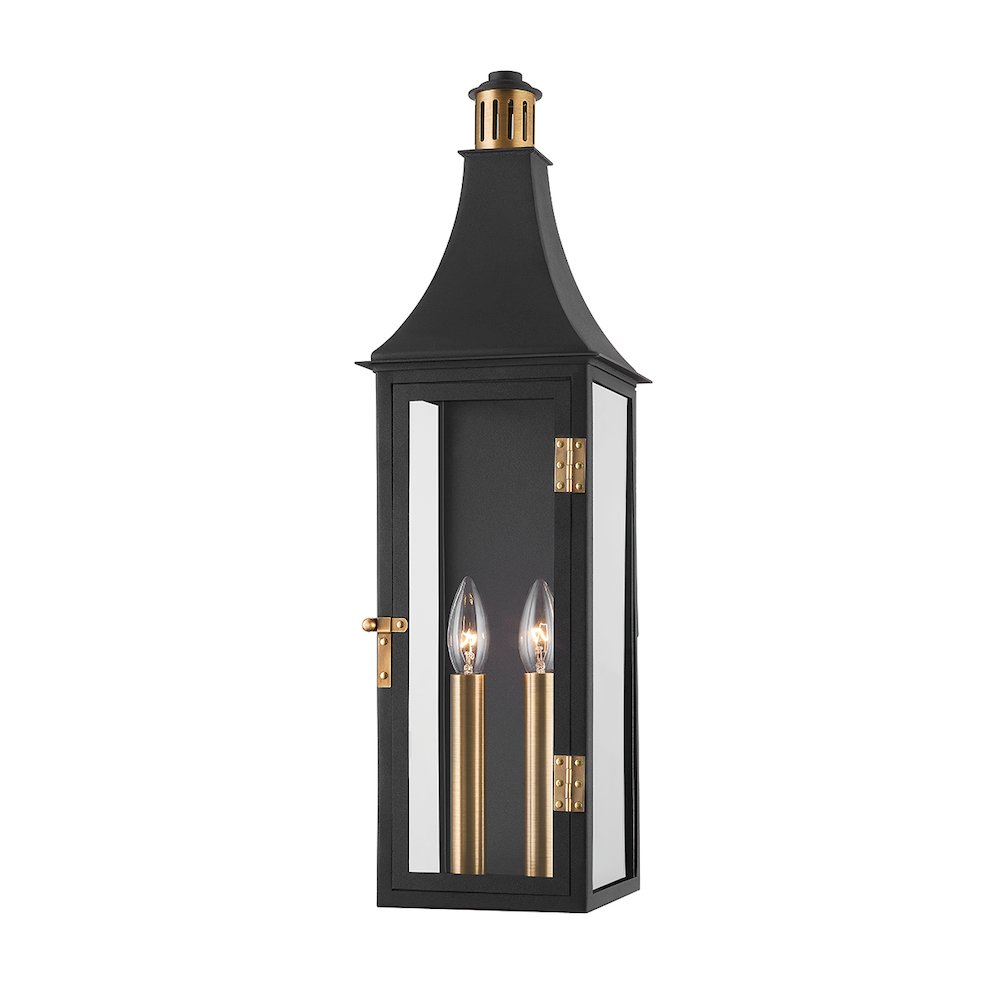 Wes Exterior Wall Sconce, Patina Brass. Picture 1