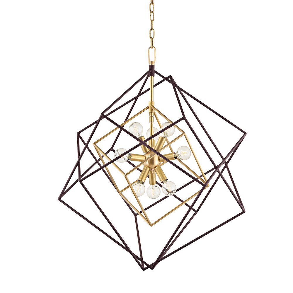 Roundout Chandelier, Aged Brass. Picture 1