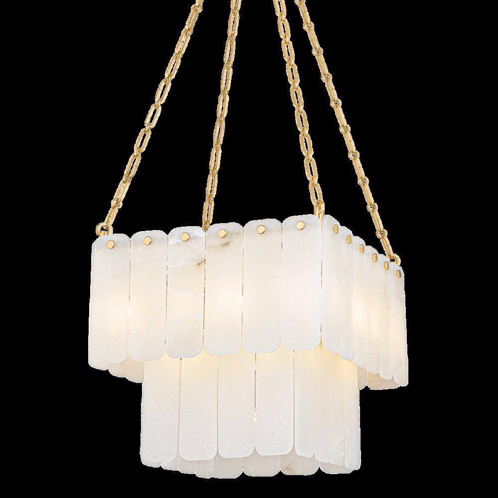 Moissanite Chandelier, Aged Brass. Picture 1