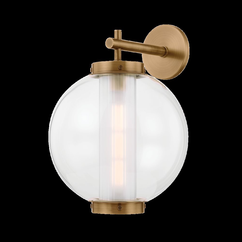 Marco Exterior Wall Sconce, Patina Brass. Picture 1