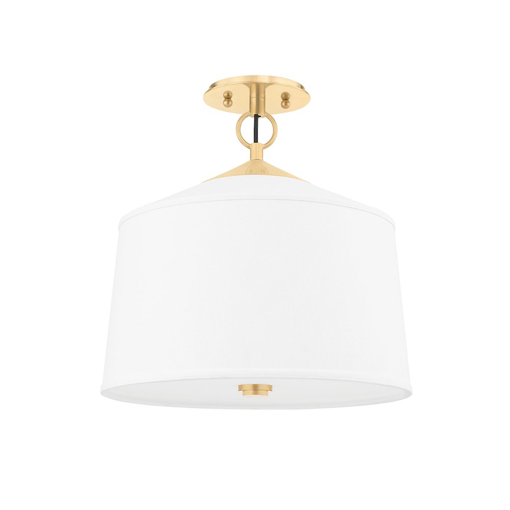 White Plains Semi Flush, Aged Brass. Picture 1