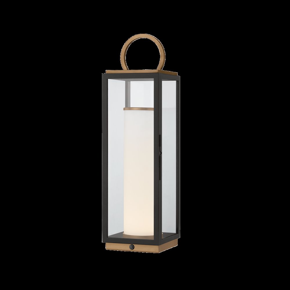 Gareth Exterior Rechargeable Table Lamp, Patina Brass. Picture 1