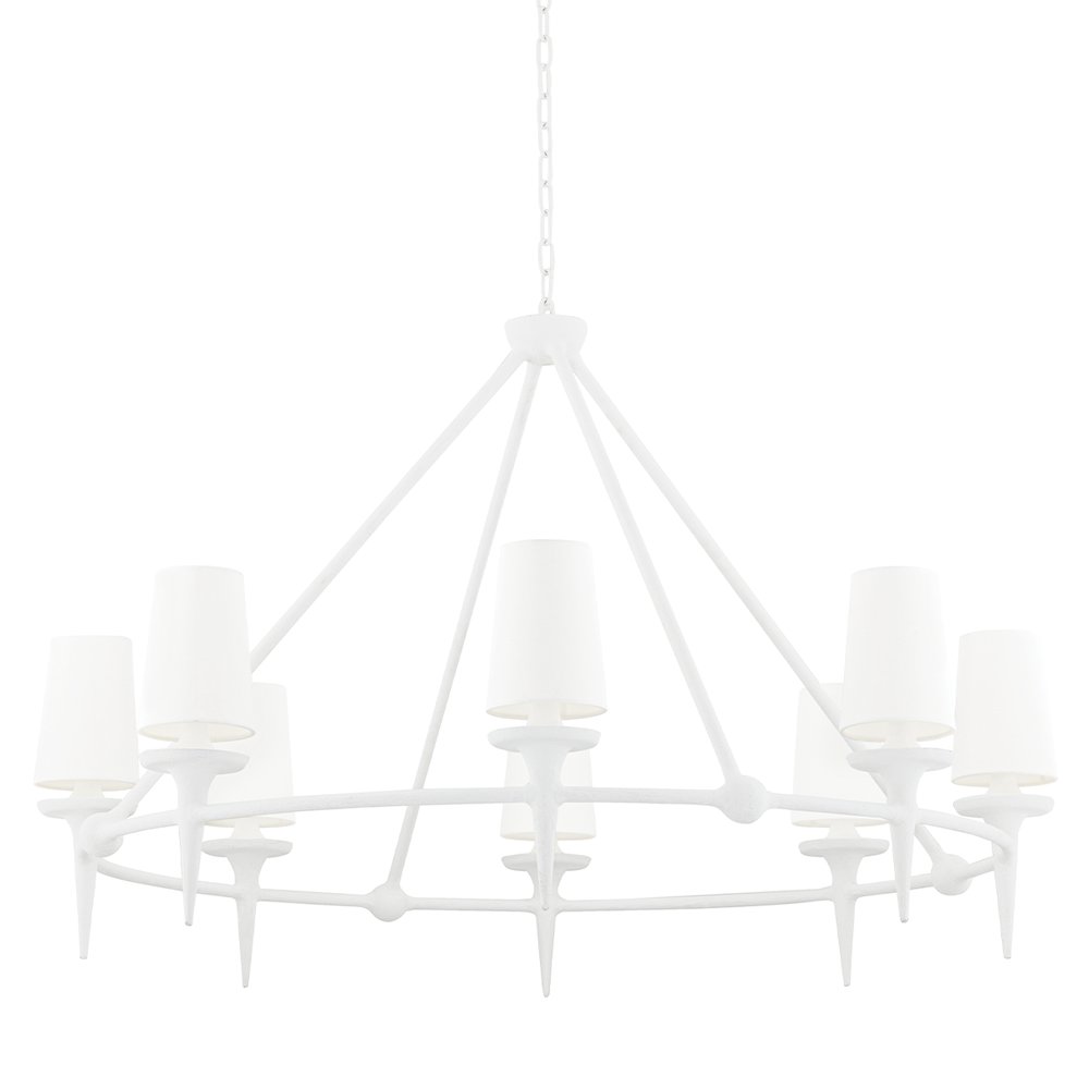 Torch Chandelier, White Plaster. Picture 1