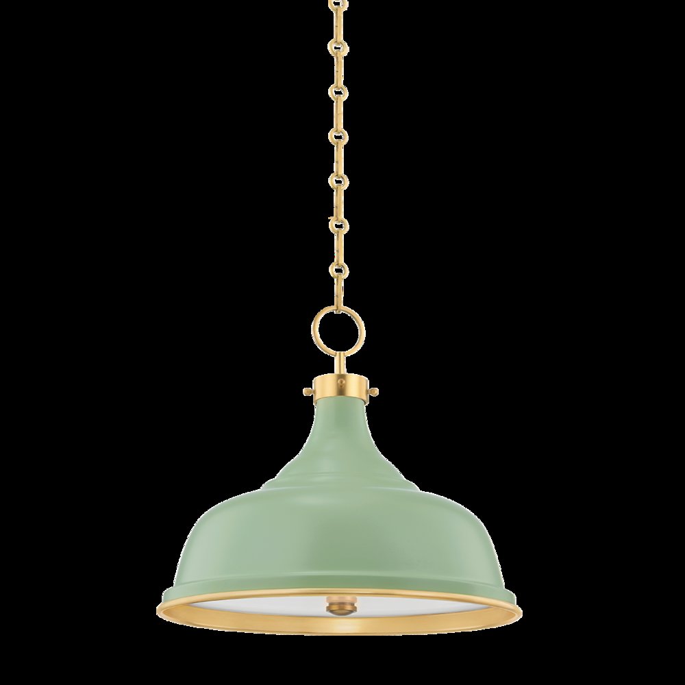 Painted No. 1 Pendant, Aged Brass. Picture 1