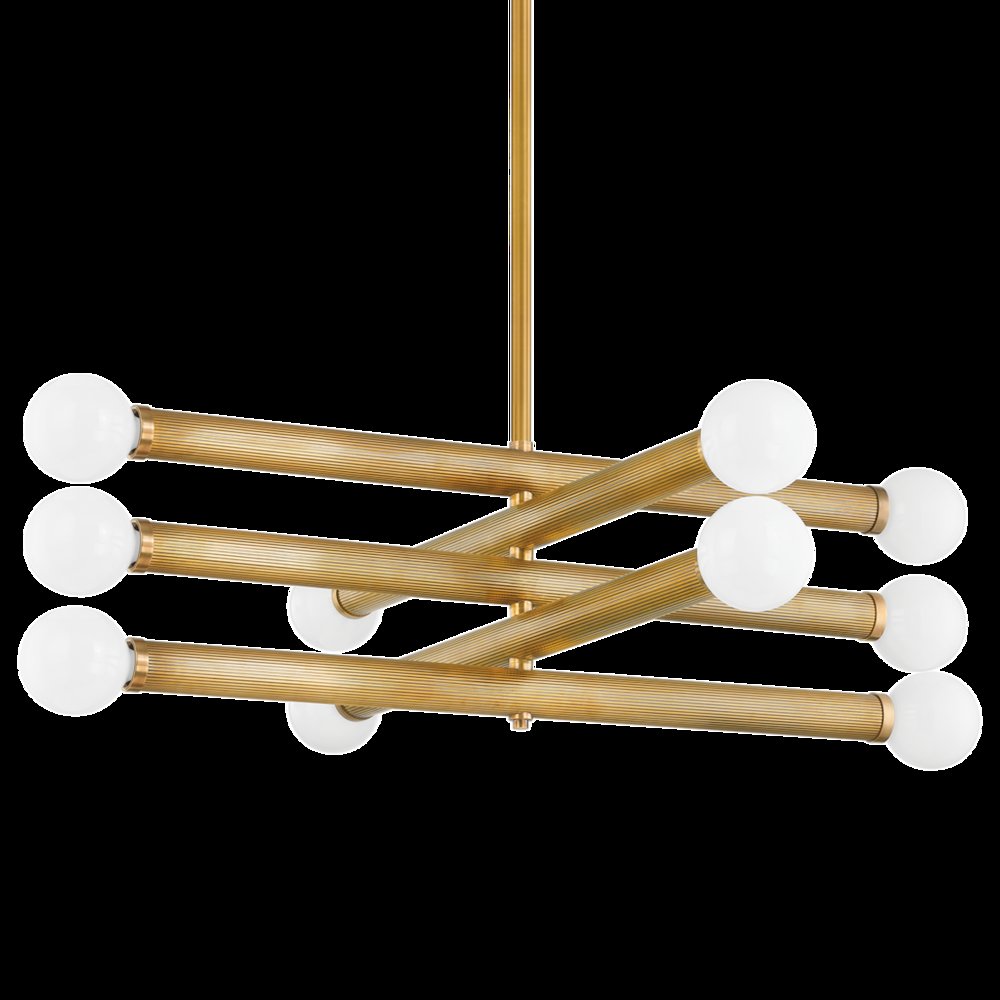 Pienza Chandelier, Vintage Brass. Picture 1