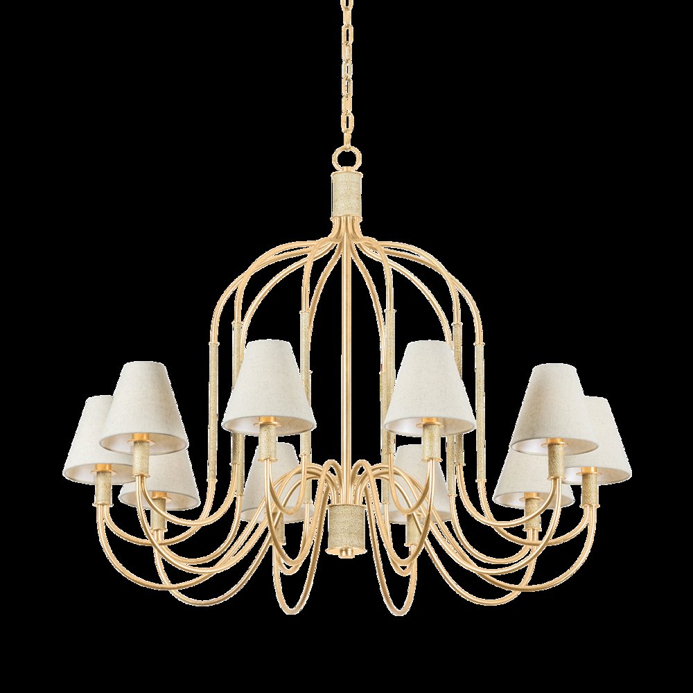 Warrensburg Chandelier, Vintage Gold Leaf. Picture 1