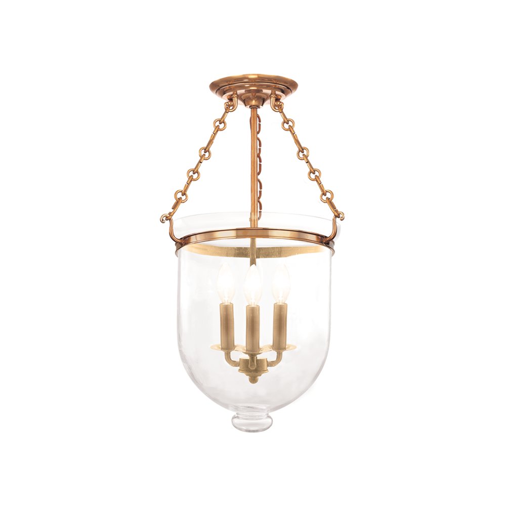 Hampton Semi Flush, Aged Brass. Picture 1