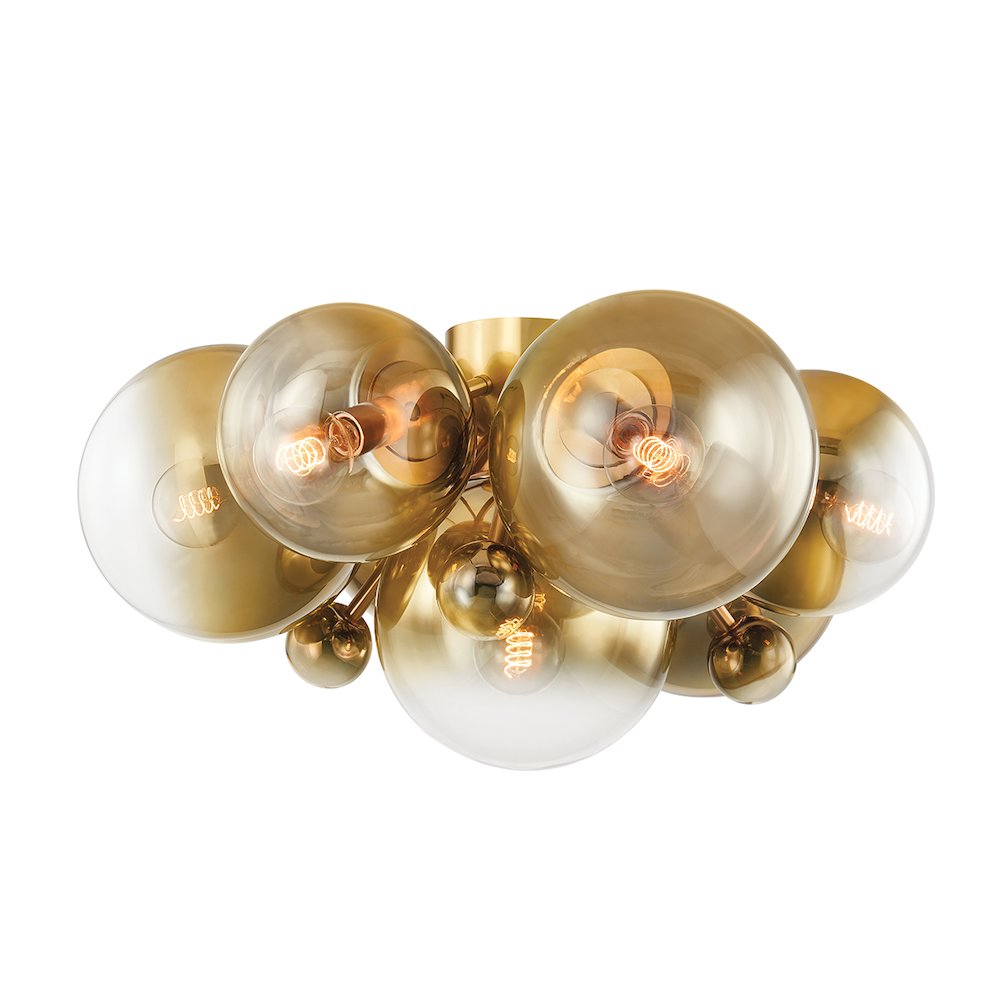 Kyoto Flush Mount, Vintage Polished Brass. Picture 1