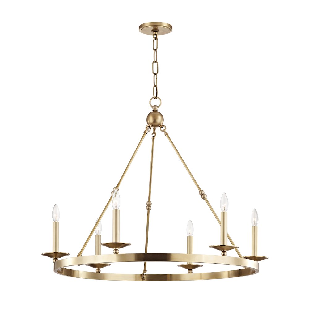 Allendale Chandelier, Aged Brass. Picture 1