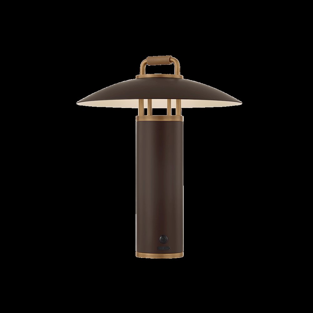 Birk Exterior Rechargeable Table Lamp, Patina Brass. Picture 1