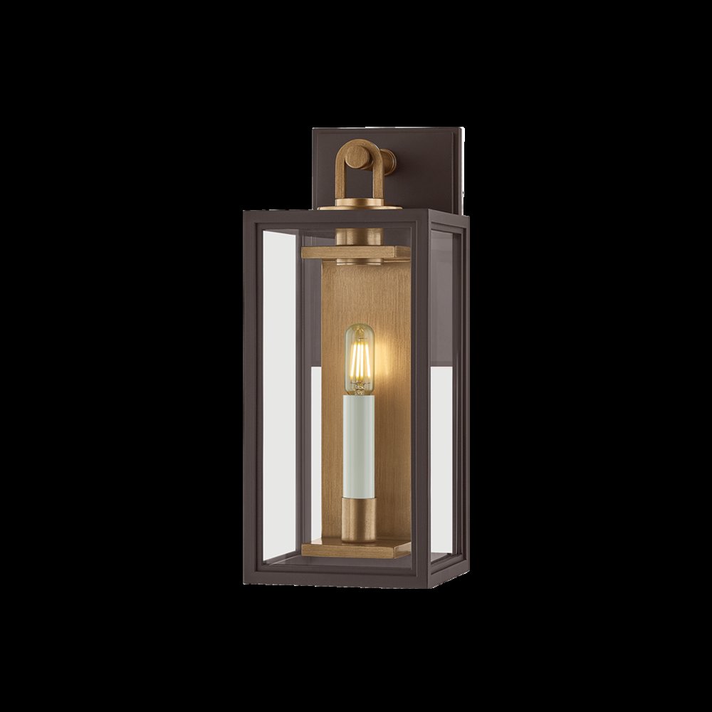Arnold Exterior Wall Sconce, Patina Brass. Picture 1