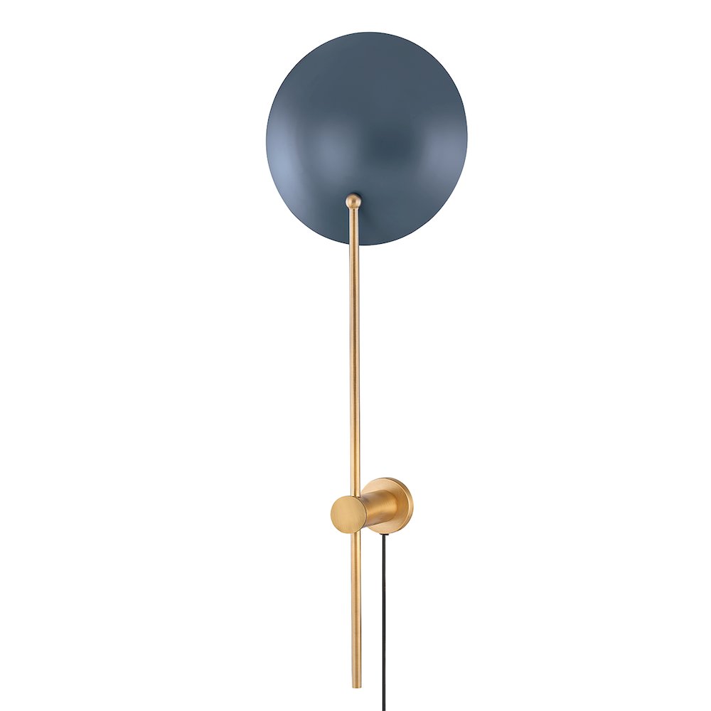 Leif Plug-In Sconce In Patina Brass/Slate Blue Color. Picture 1