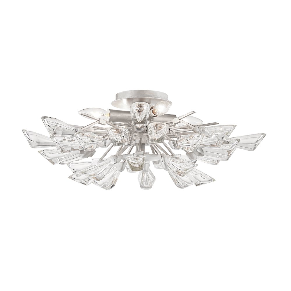 Tulip Semi Flush, Silver Leaf. Picture 1