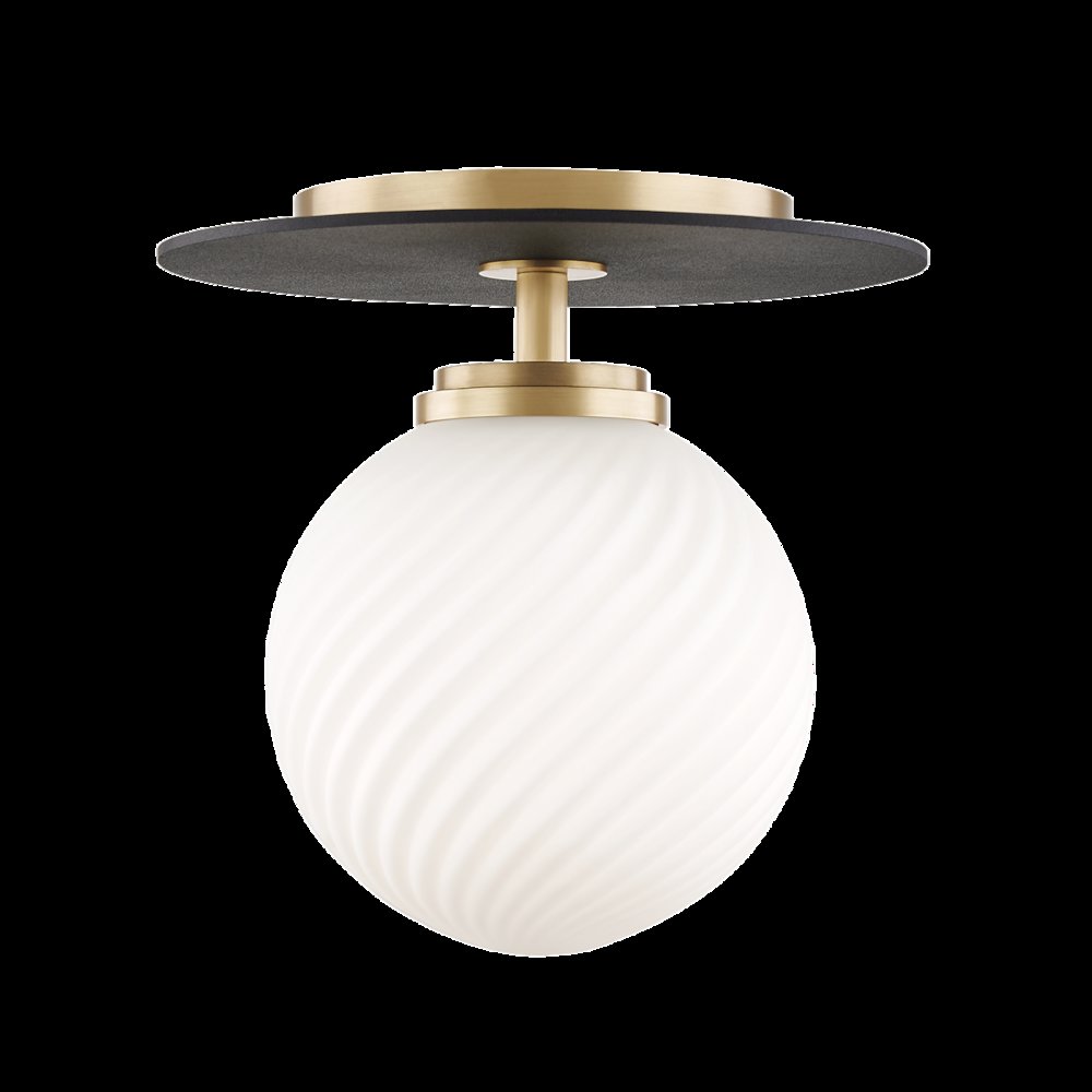 Ellis Semi Flush, Aged Brass. Picture 1