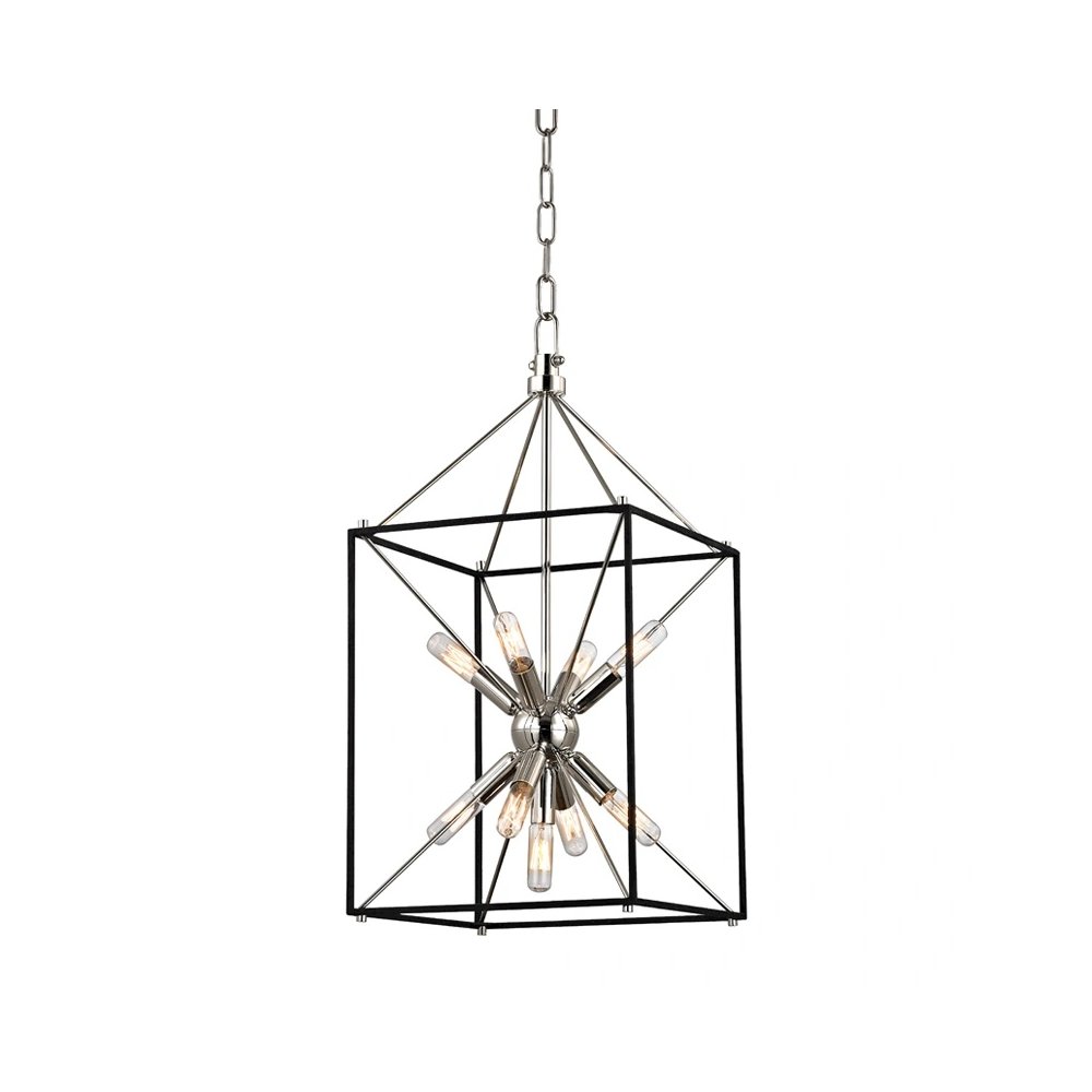Glendale Lantern In Polished Nickel/Black Color. Picture 1