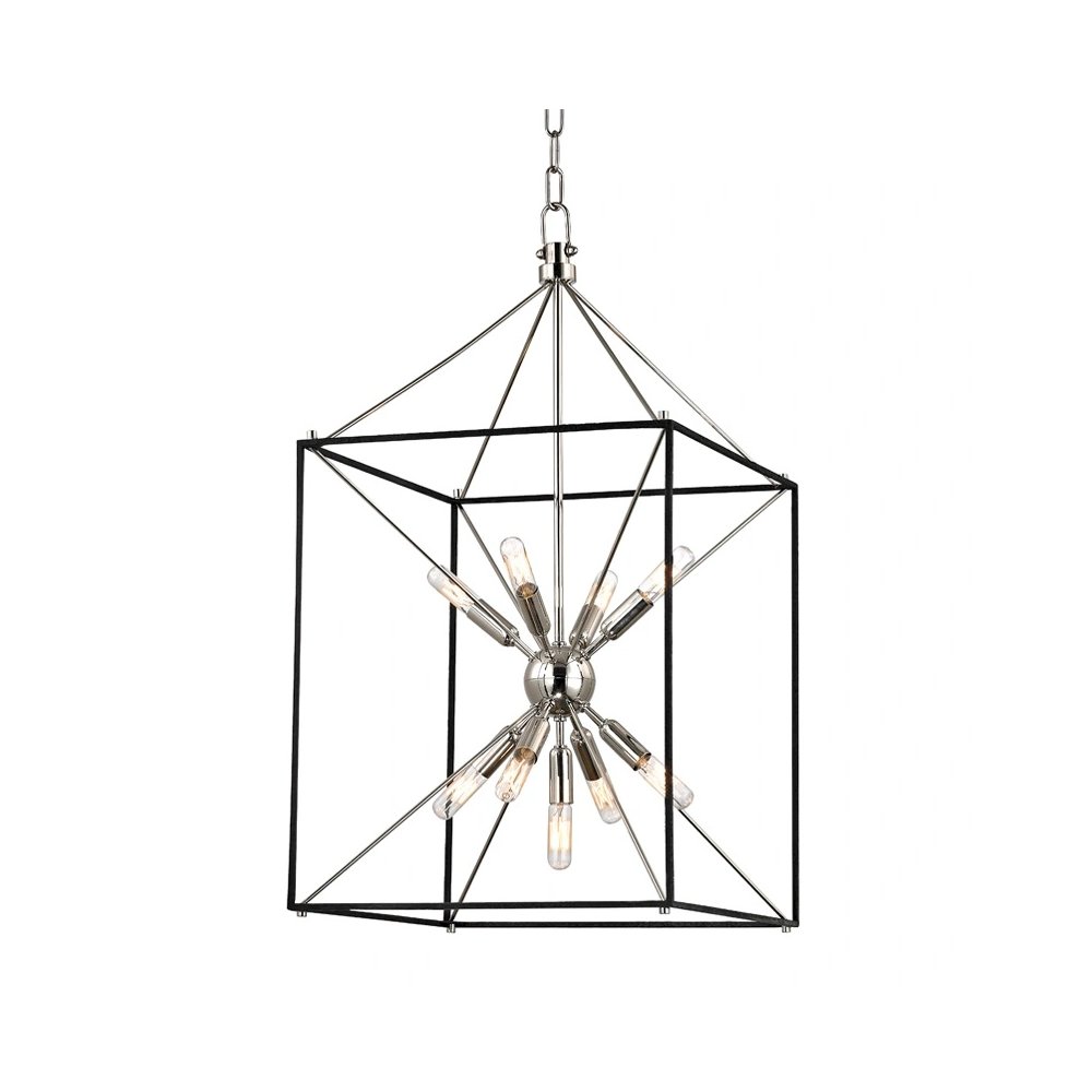 Glendale Lantern In Polished Nickel/Black Color. Picture 1
