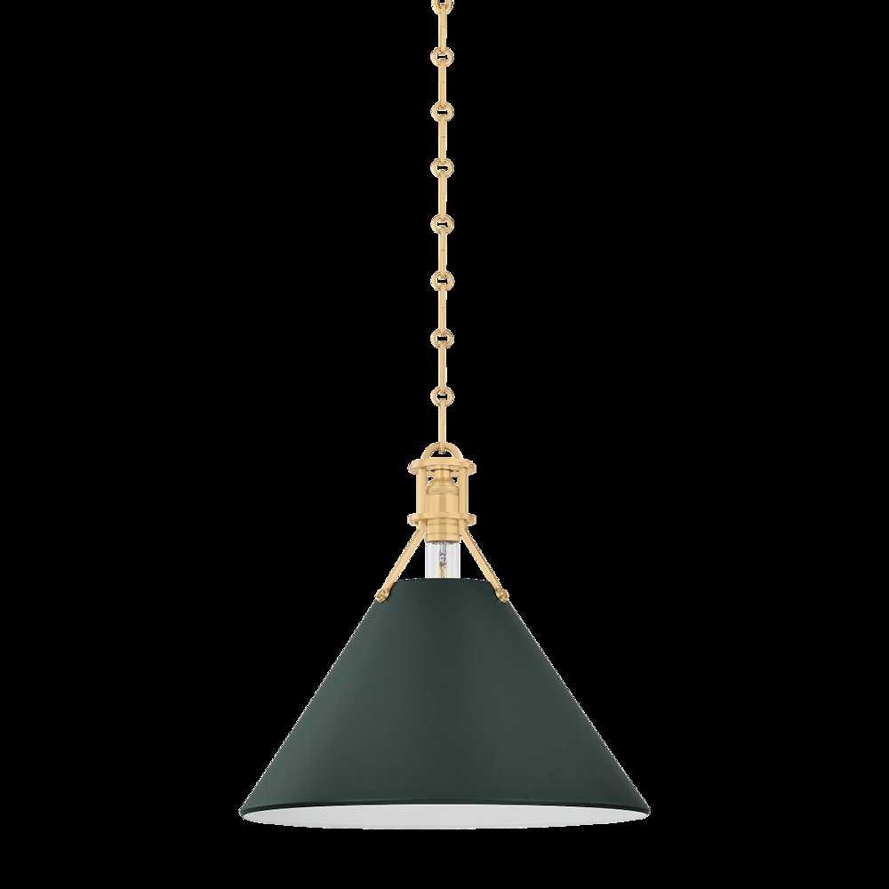 Painted No. 2 Pendant, Aged Brass. Picture 1