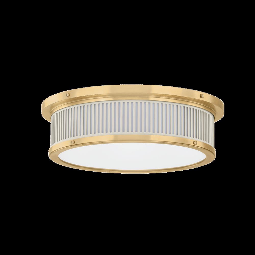 Ashdown Flush Mount, Aged Brass. Picture 1