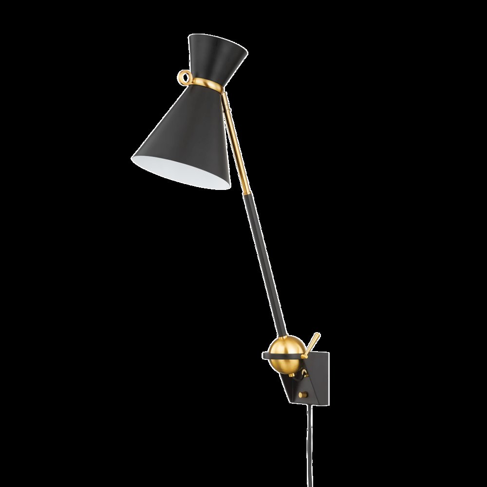 Winsted Plug-In Sconce, Aged Brass. Picture 1