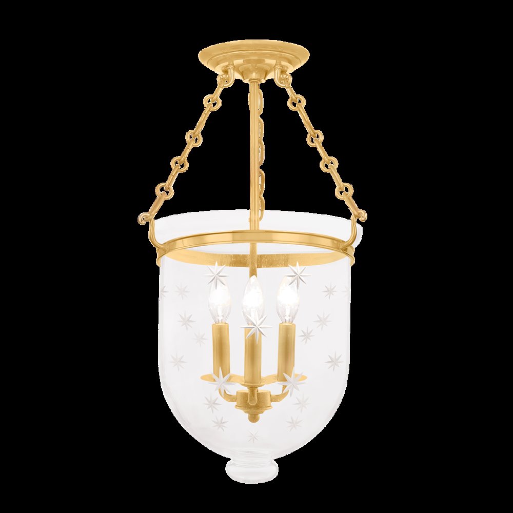 Hampton Semi Flush, Aged Brass. Picture 1