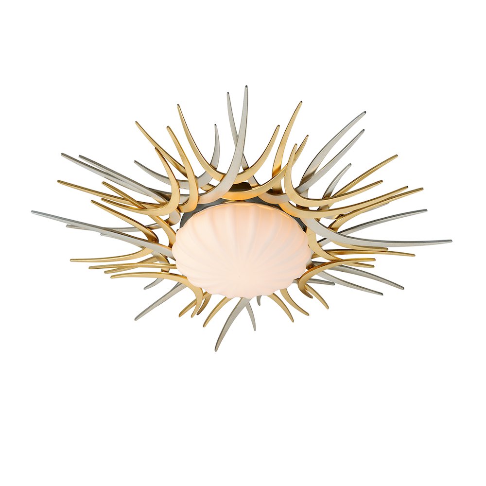 Helios Flush Mount, Gold And Silver Leaf. Picture 1