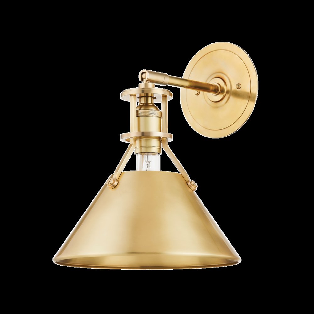 Metal No. 2 Wall Sconce, Aged Brass. Picture 1