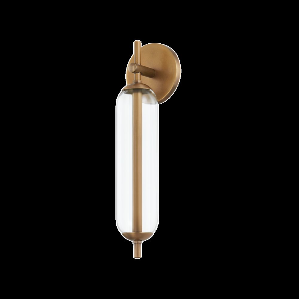 Blaze Exterior Wall Sconce, Patina Brass. Picture 1