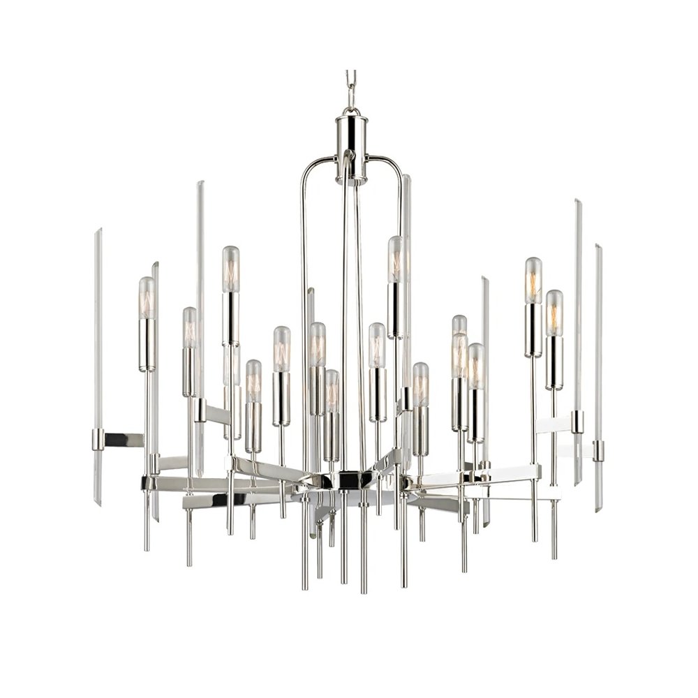 Bari Chandelier In Polished Nickel Color. Picture 1