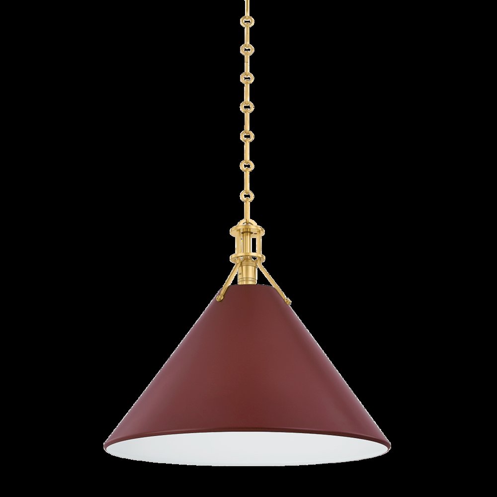 Painted No. 2 Pendant, Aged Brass. Picture 1