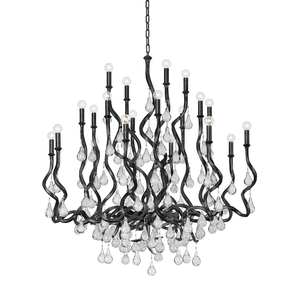 Aveline Chandelier, Black Silver Leaf. Picture 1