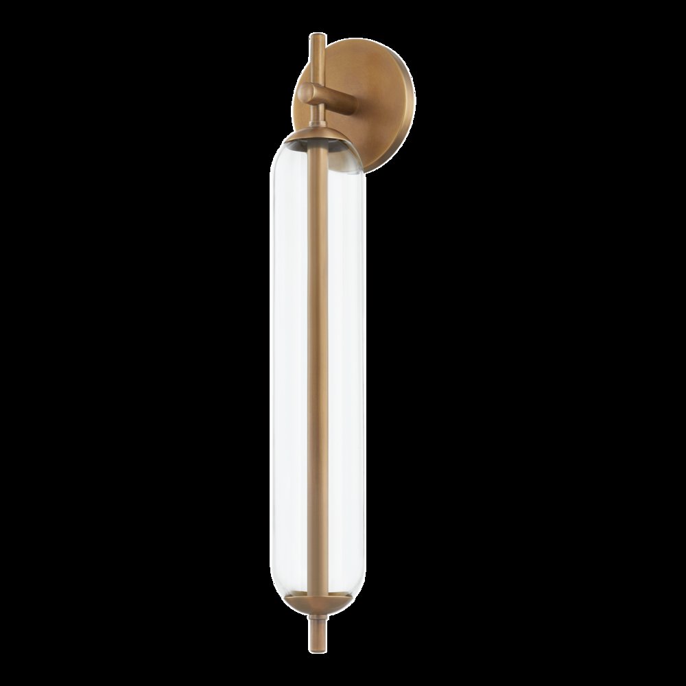 Blaze Exterior Wall Sconce, Patina Brass. Picture 1
