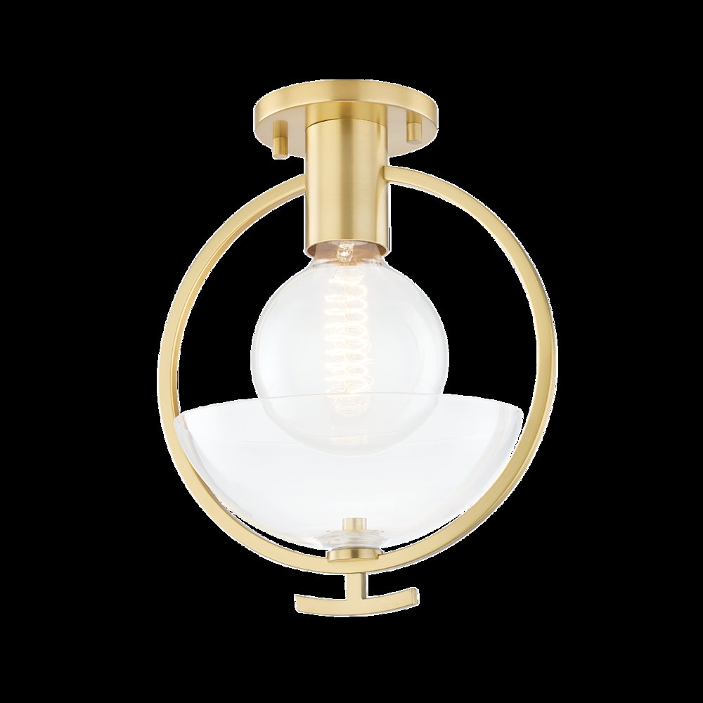 Ringo Semi Flush, Aged Brass. Picture 1