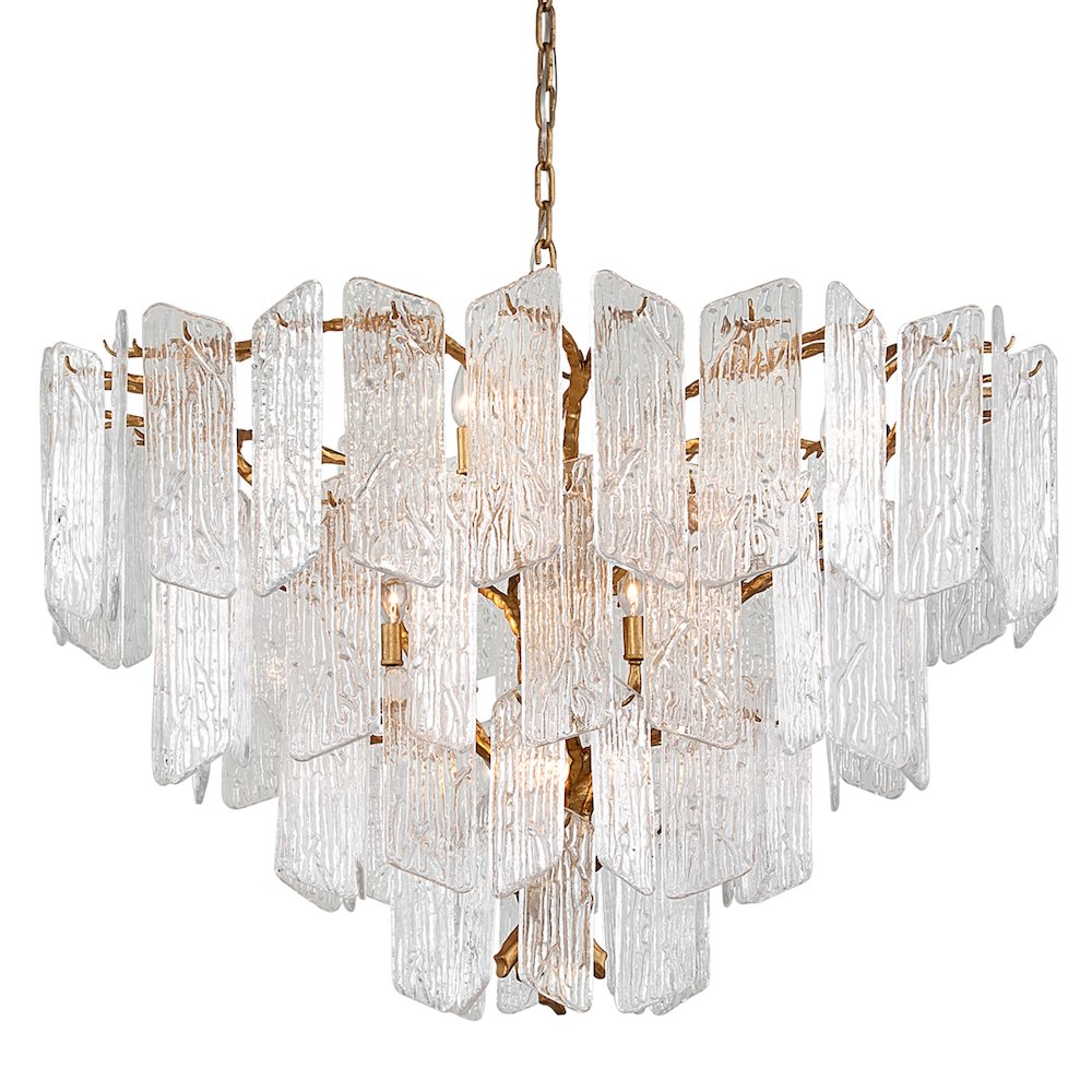 Piemonte Chandelier, Gold Leaf. Picture 1
